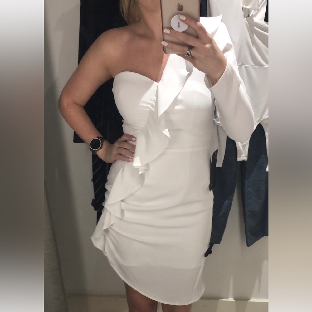 Bebe White One Shoulder Dress